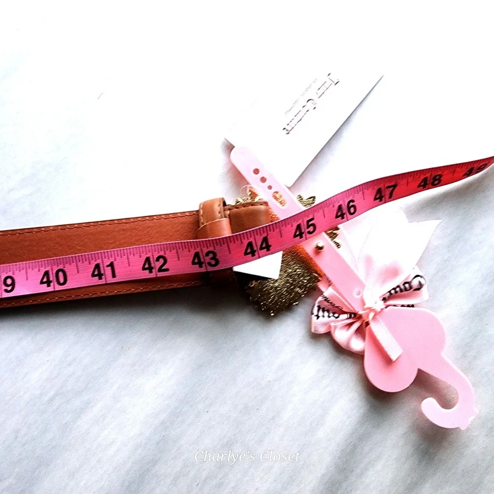 Juicy Couture Heart Bling Gold Buckle Belt Brown Faux Leather‎ L/XL